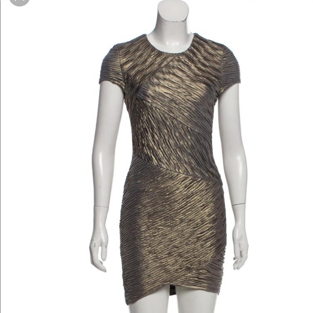 Torn by Ronny Kobo metallic gold mini dress